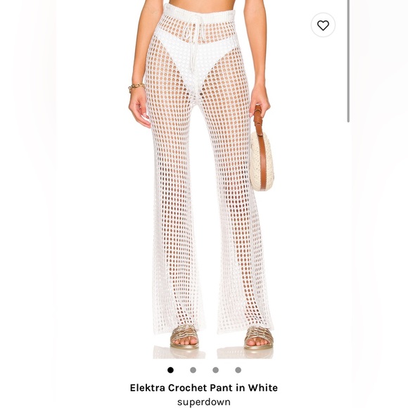 Superdown Coverup 🤍 Revolve Elektra Crotchet Pant in White! - Picture 1 of 3